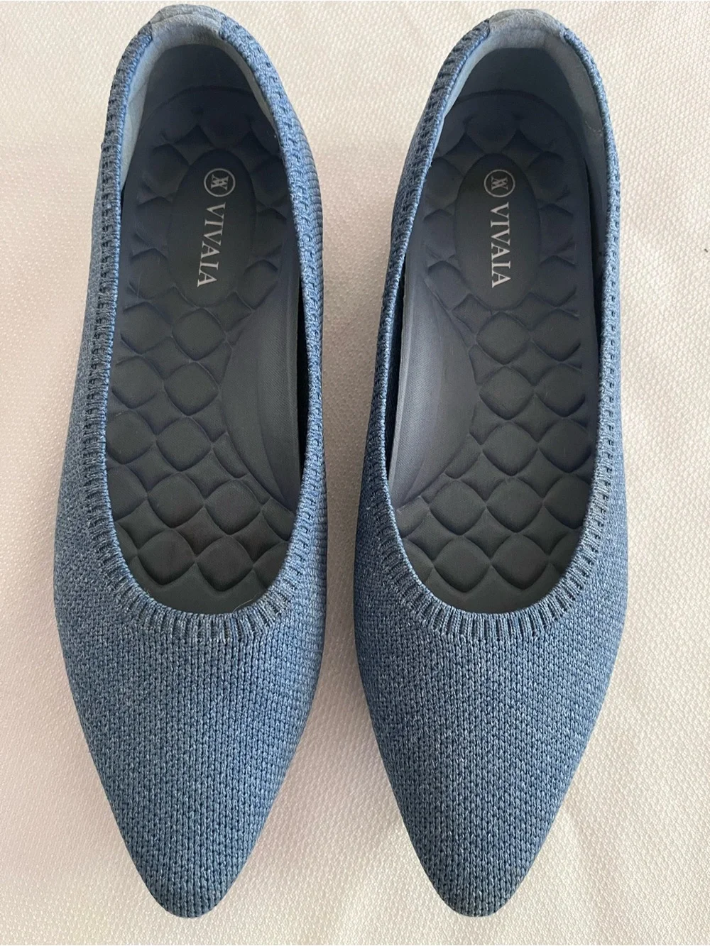 Vivaia Denim Blue Knit Pointed-Toe Flats size 39 1/2 or 8 1/2